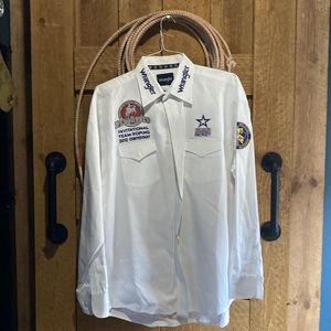Rare Wrangler rodeo worn team roping contestant shirt from Reno Rodeo Beautiful